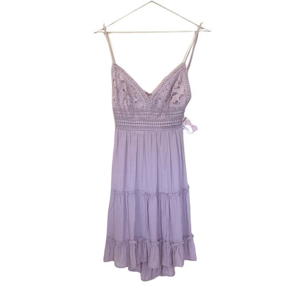 SOLD Daisy Shoppe San Clemente Lilac Lace Tie-Back Ruffle Dress size med Large - Picture 7 of 15